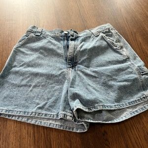 Faded blue jean painter shorts